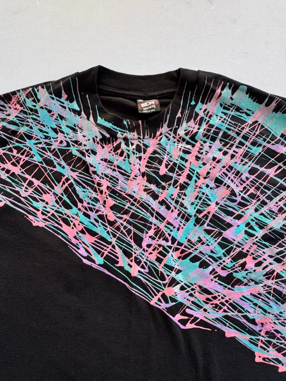 Vintage 90s Fruit of the Loom Best Paint Splatter Tee - Single Stitch - XXL